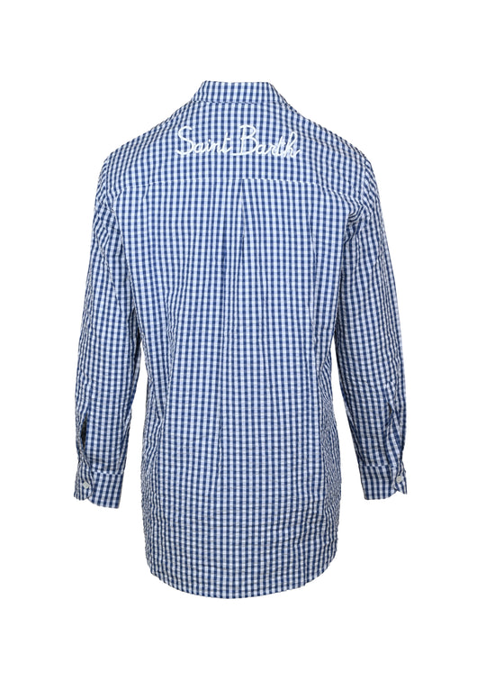 Load image into Gallery viewer, Brigitte Shirt Seersucker Vichy Gingham Blue
