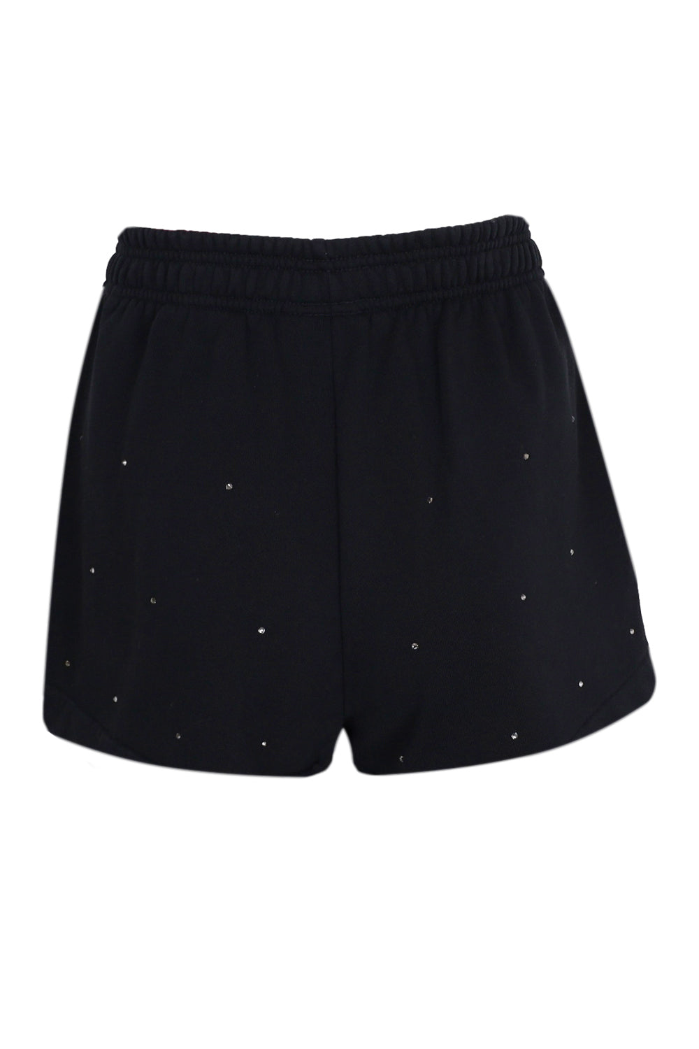 Load image into Gallery viewer, Cate Black Cotton Pull Up Shorts with Striped Rhinestone Embellishment
