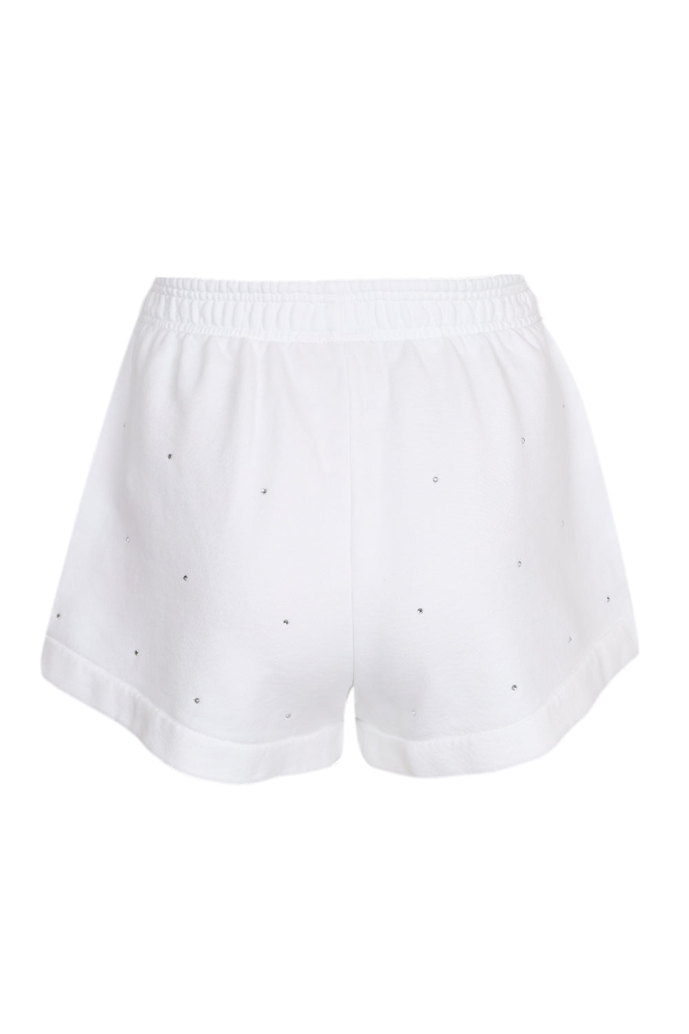 Load image into Gallery viewer, Cate White Cotton Pull Up Shorts with Striped Rhinestone Embellishment
