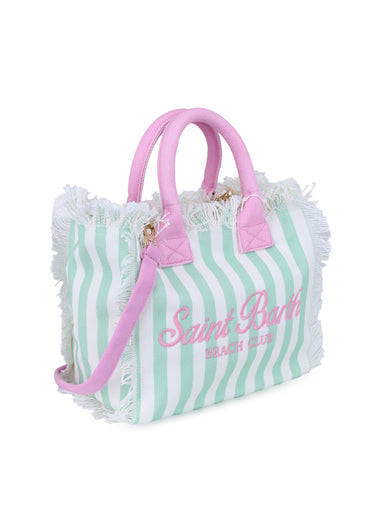 Colette Canvas Green Stripes Print Bag