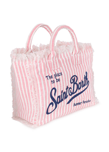 Colette Linen Pink Stripes Bag