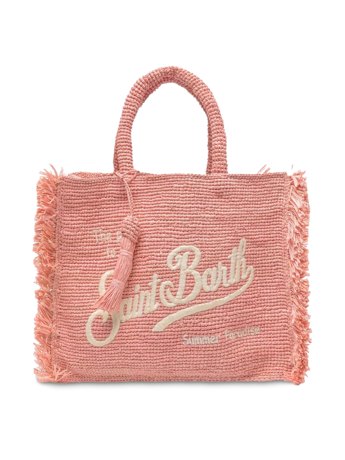 Load image into Gallery viewer, Colette Raffia Fringes Pink Bag
