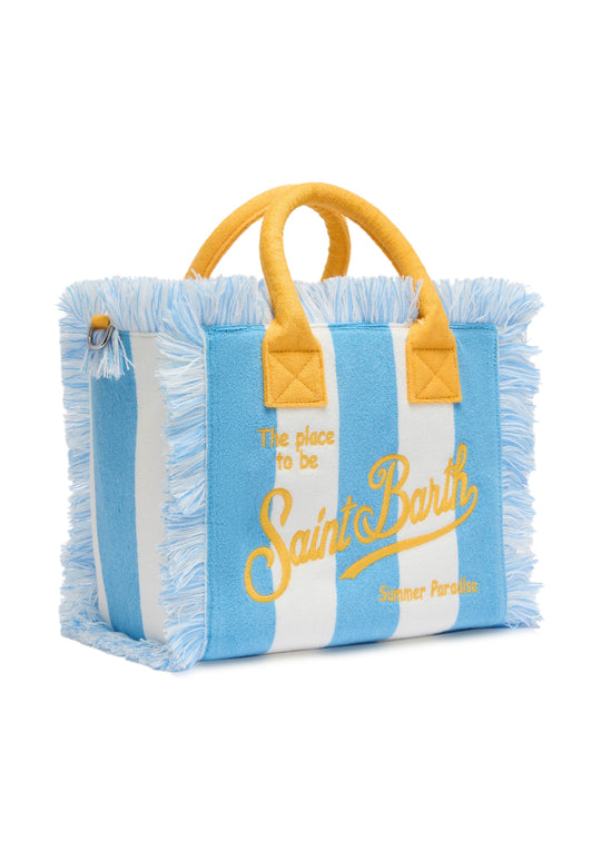 Load image into Gallery viewer, Colette Sponge Terry Stripes White &amp;amp; Blue Bag
