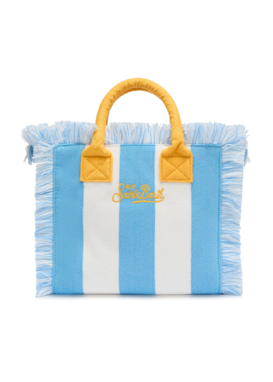 Load image into Gallery viewer, Colette Sponge Terry Stripes White &amp;amp; Blue Bag
