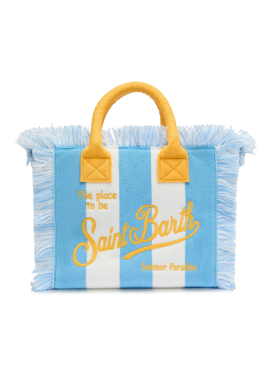 Load image into Gallery viewer, Colette Sponge Terry Stripes White &amp;amp; Blue Bag
