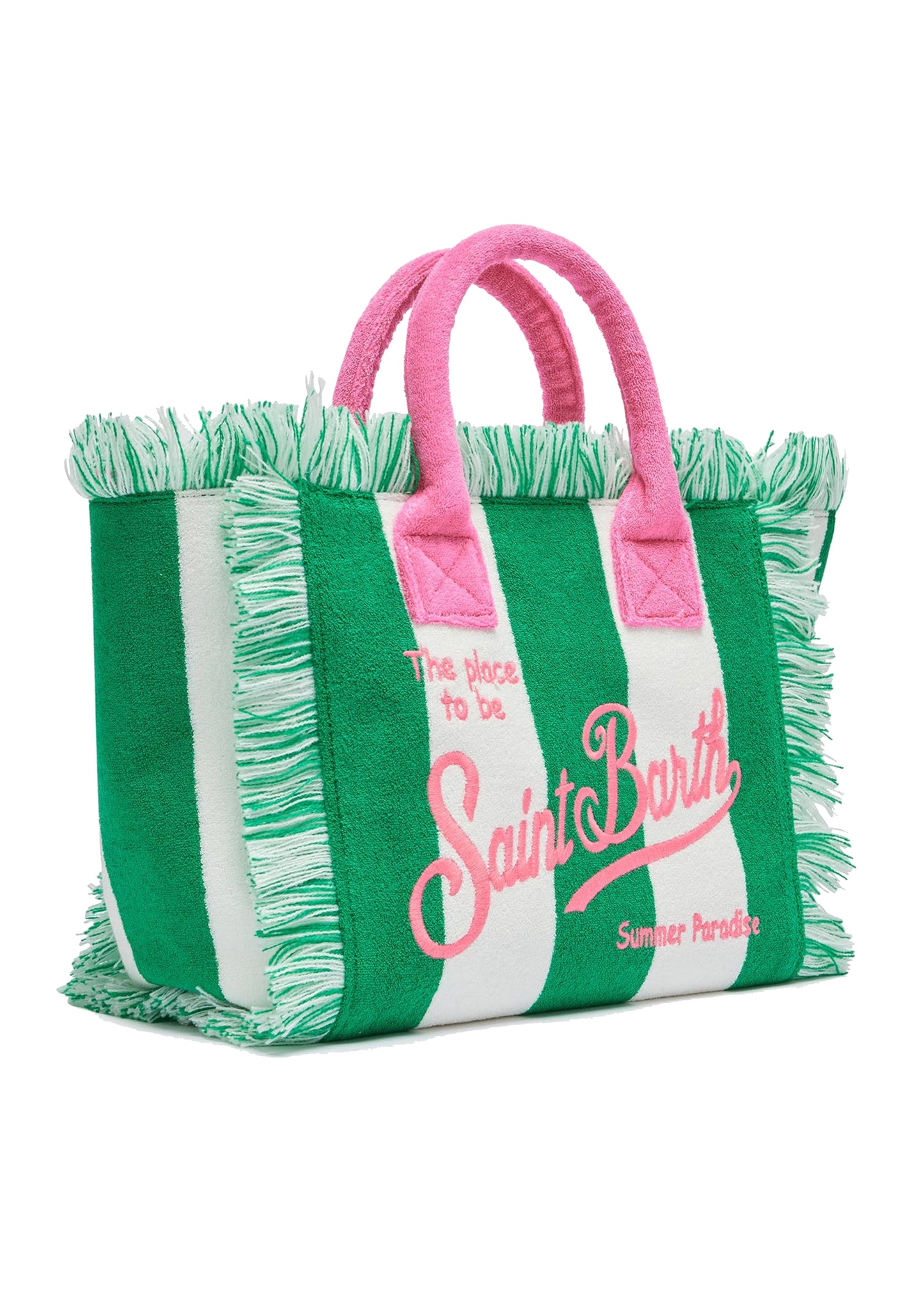 Load image into Gallery viewer, Colette Sponge Terry Stripes White &amp;amp; Green Bag
