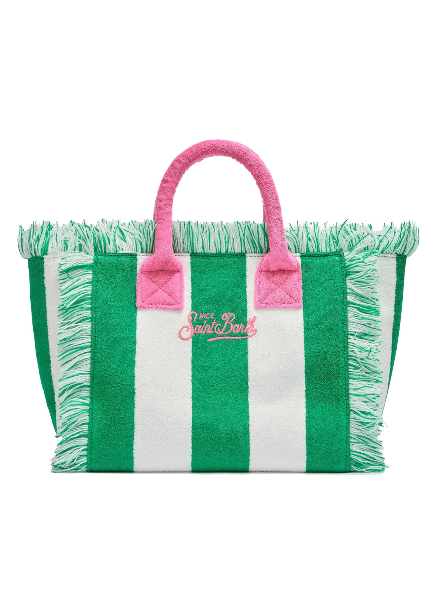 Load image into Gallery viewer, Colette Sponge Terry Stripes White &amp;amp; Green Bag
