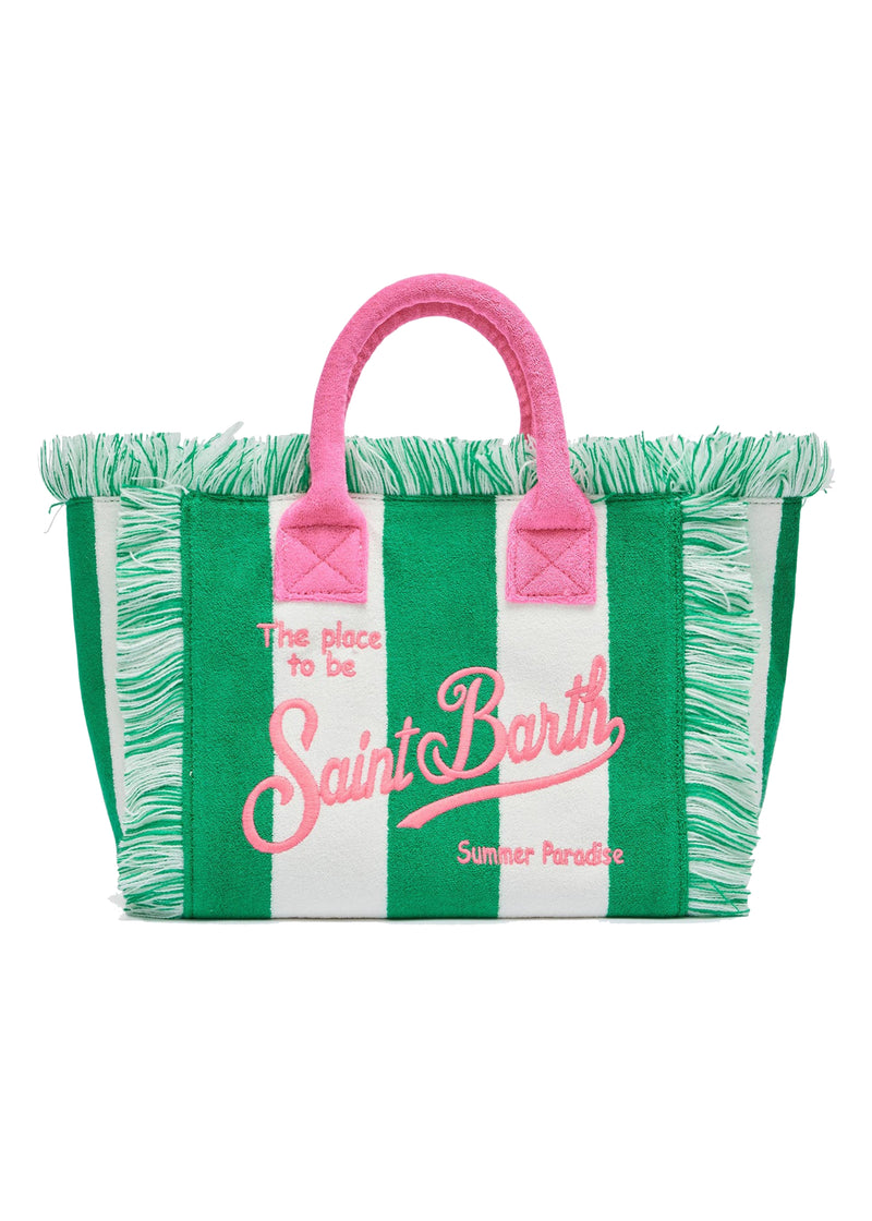 Colette Sponge Terry Stripes White & Green Bag