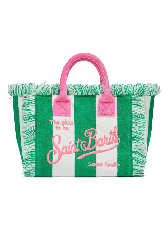 Colette Sponge Terry Stripes White & Green Bag