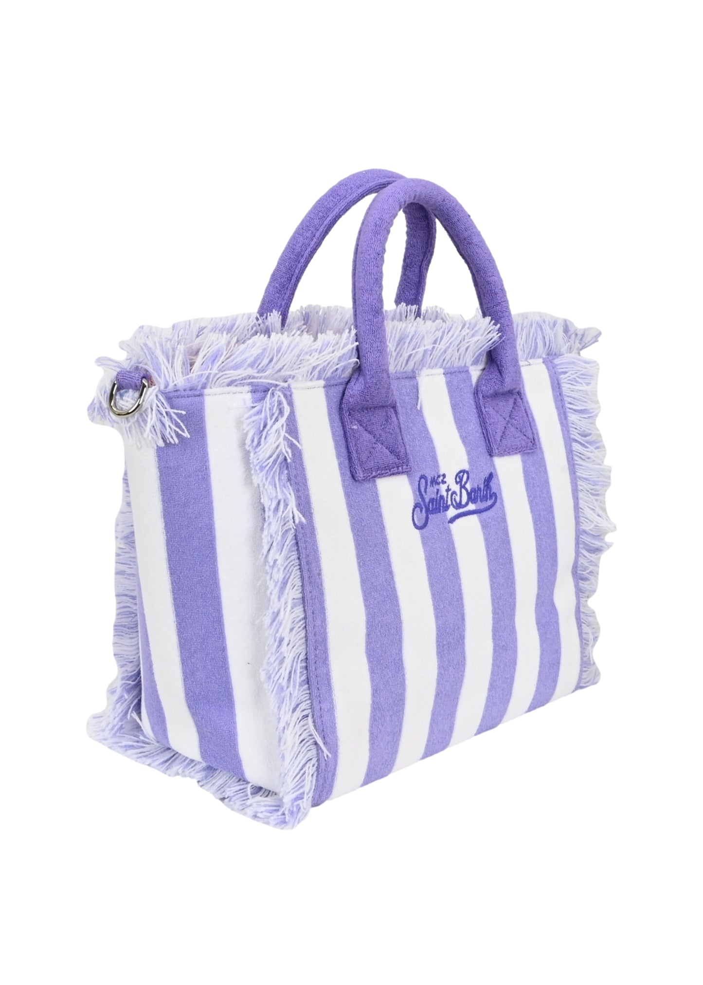 Load image into Gallery viewer, Colette Sponge Terry Stripes White &amp;amp; Purple Bag
