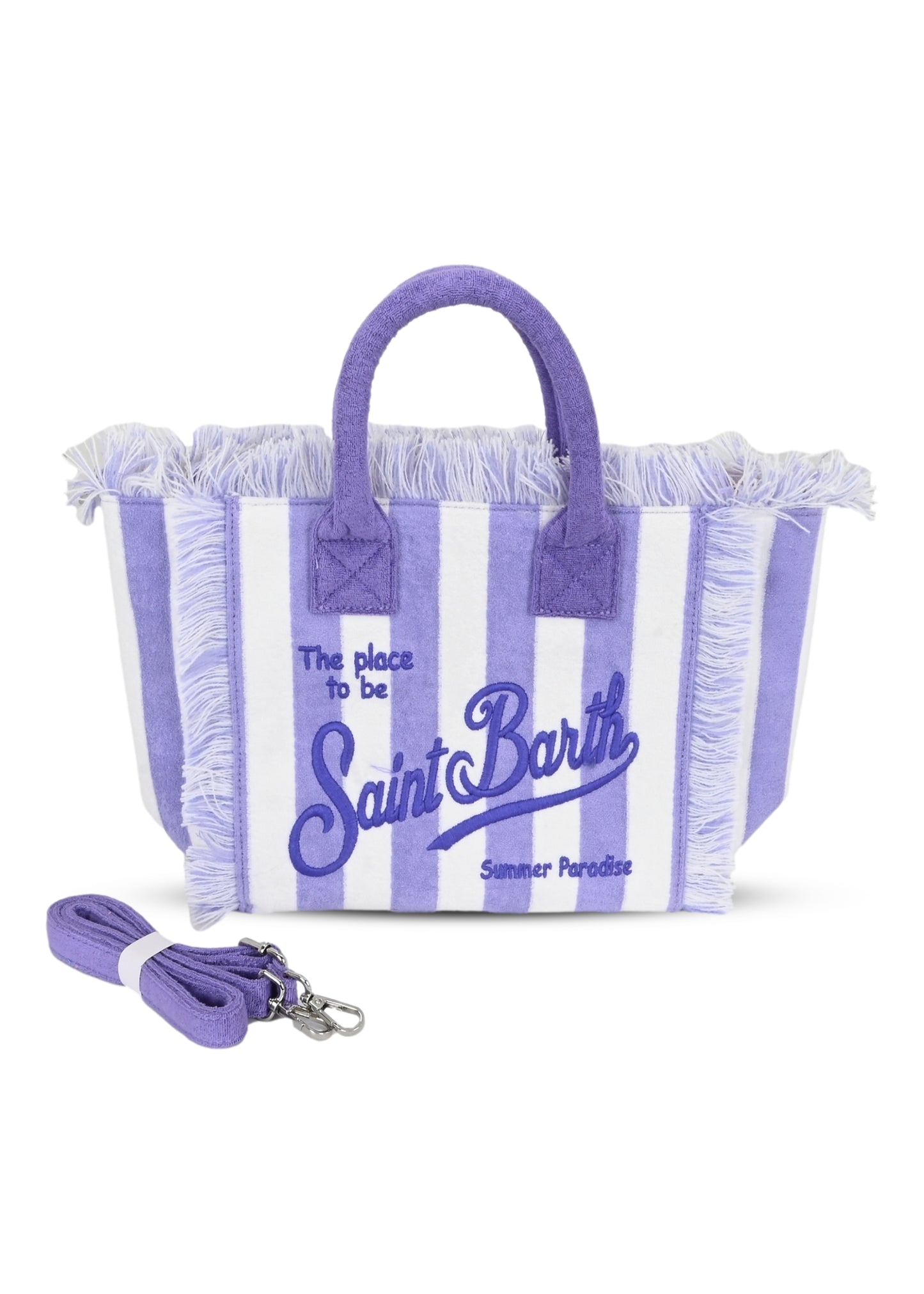 Load image into Gallery viewer, Colette Sponge Terry Stripes White &amp;amp; Purple Bag
