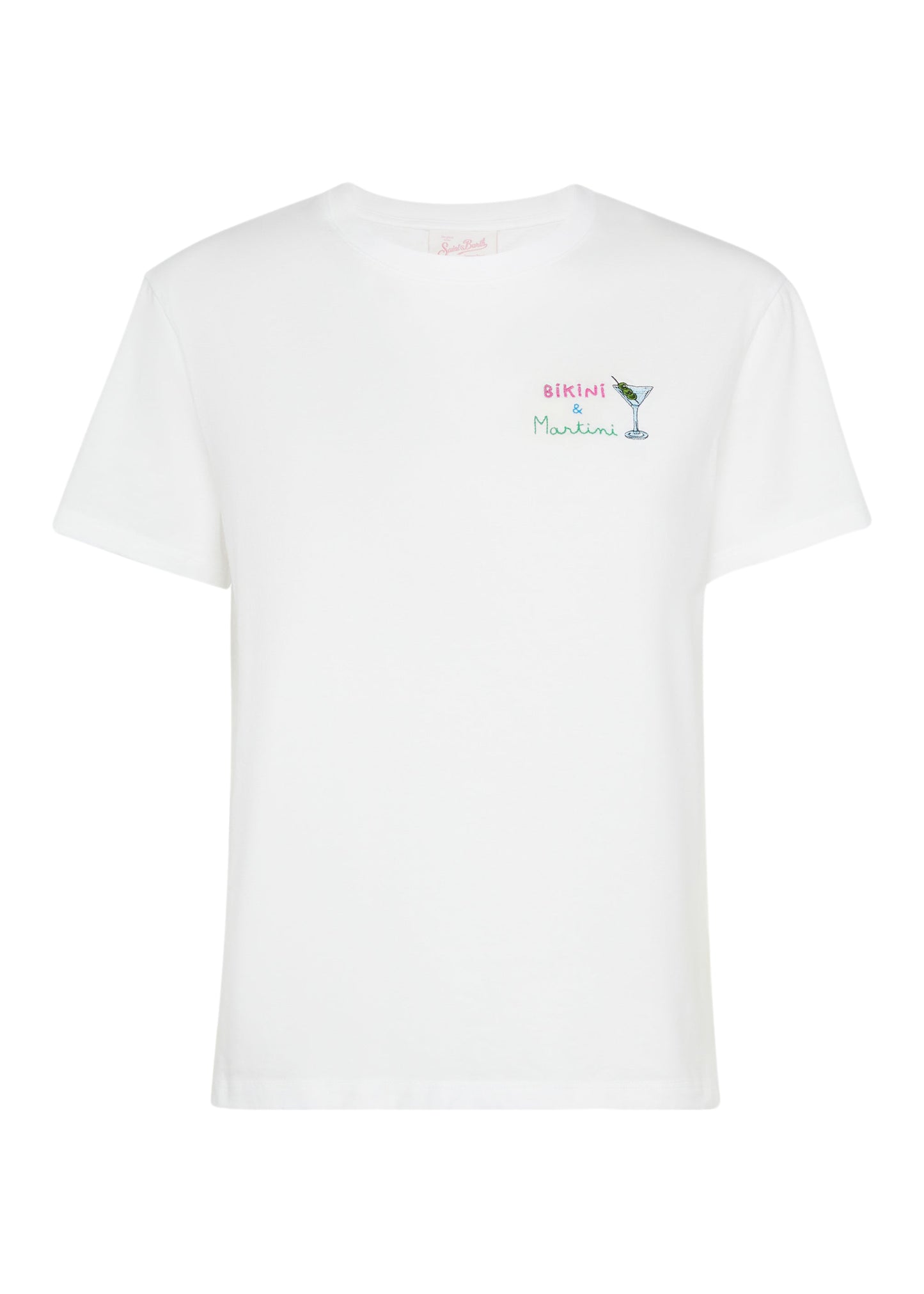 Emilie Cotton T-shirt with Bikini and Martini Embroidery