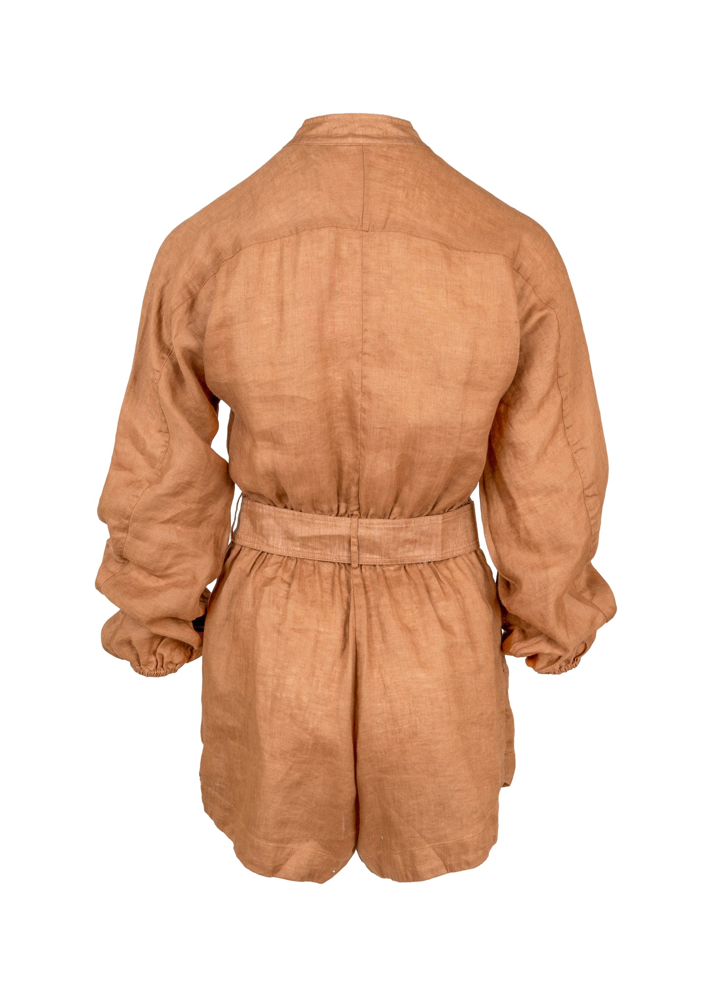 Load image into Gallery viewer, Hanniel Overall Linen Romper Camel
