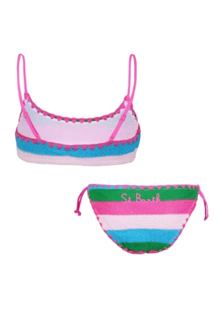 Load image into Gallery viewer, Jaiden Bralette Bikini Green, Blue &amp;amp; Pink

