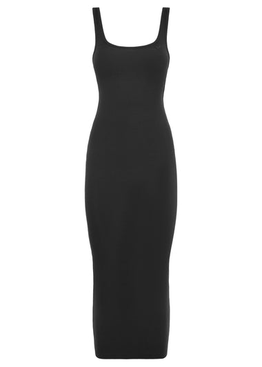 Jennifer Rib Midi Dress Black
