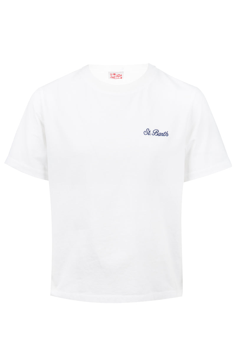 White Dover Jr T-shirt Cotton With Embroidered Logo