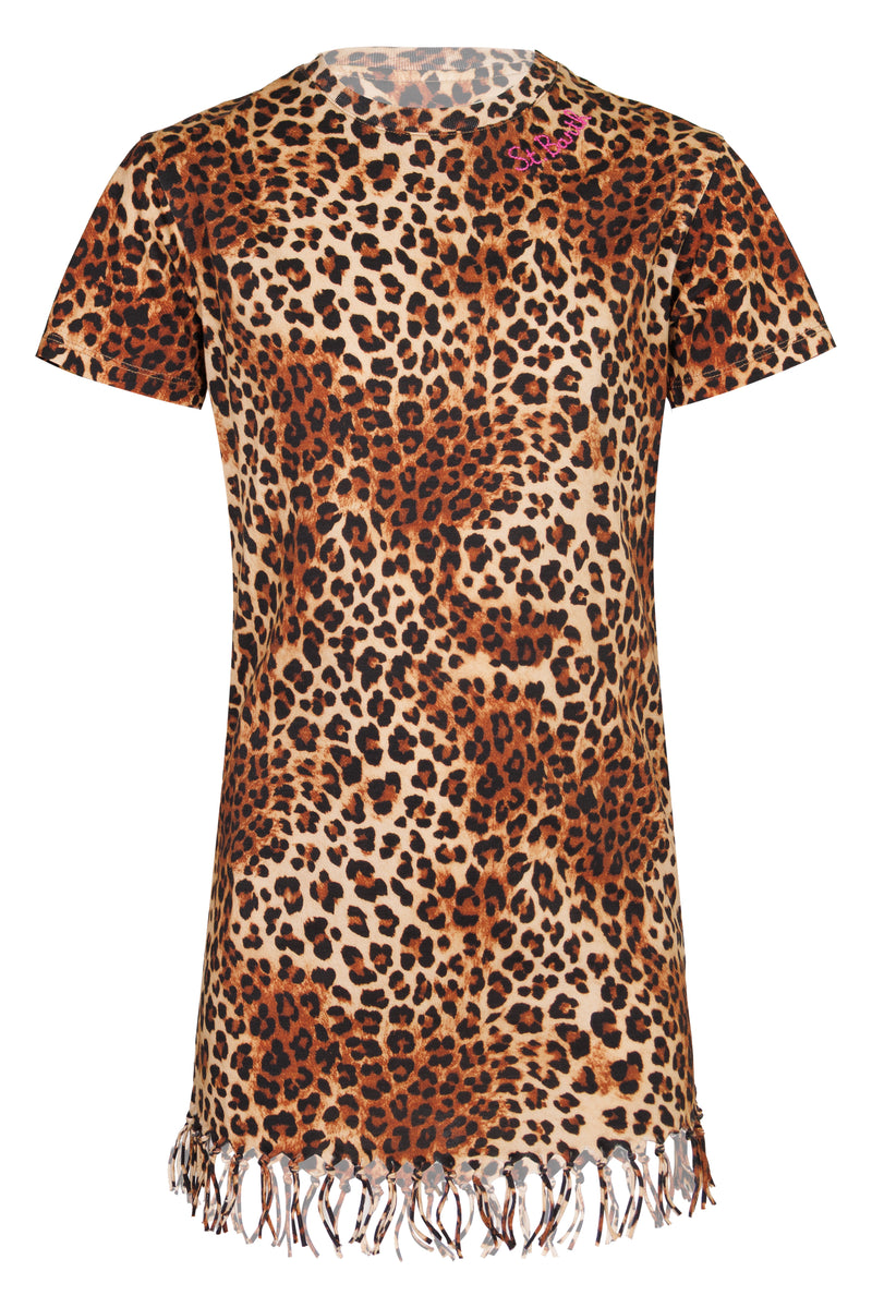 Abbey Dress With Fringe Sand Leopard
