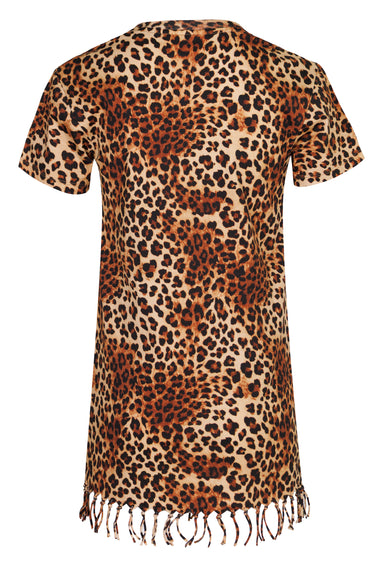Abbey Dress With Fringe Sand Leopard