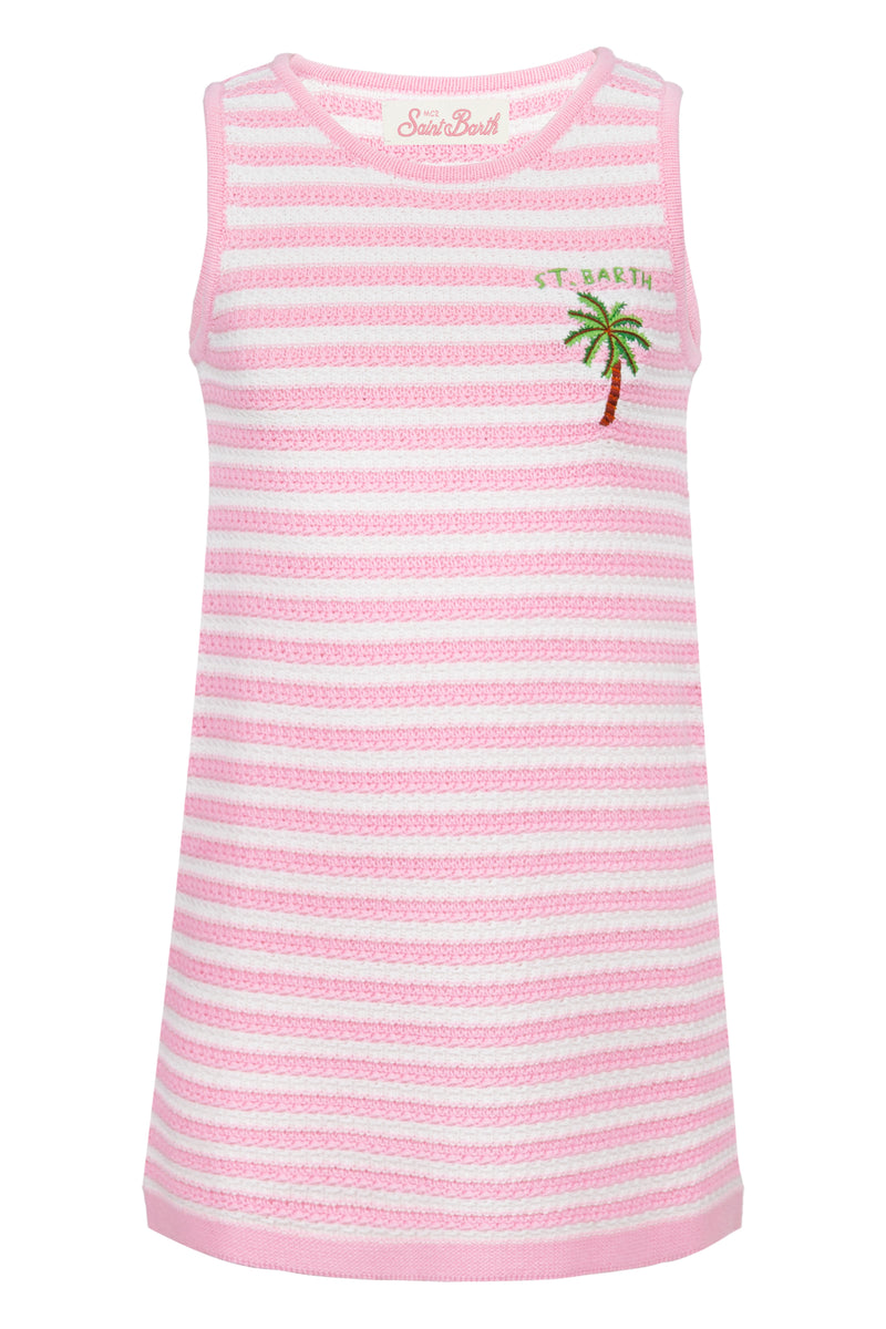 Audie Palm Stripes Pink Knit Dress