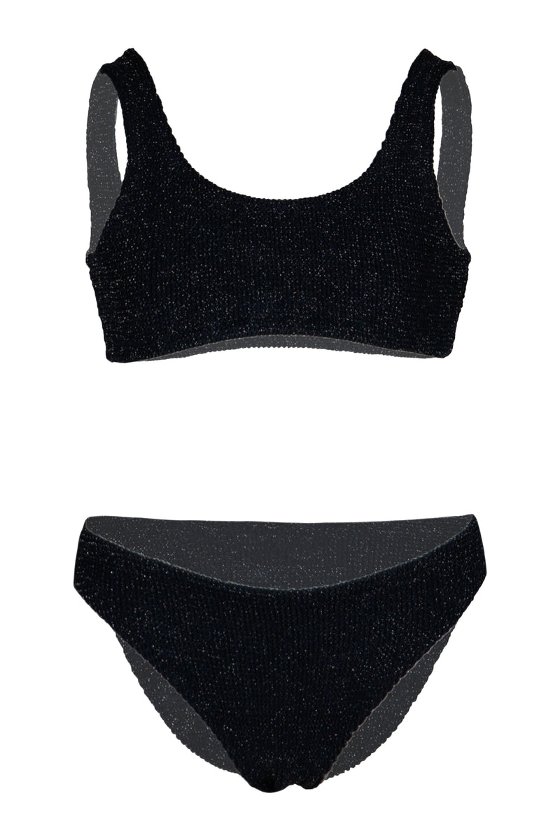 Baker Crinkle Bikini In Black Shimmery