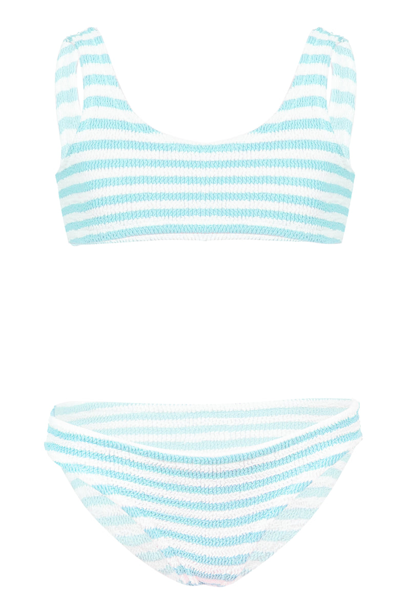 Baker Crinkle Bikini In Water Green Striped