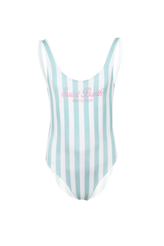 Cara Green Stripes One Piece Swimsuit