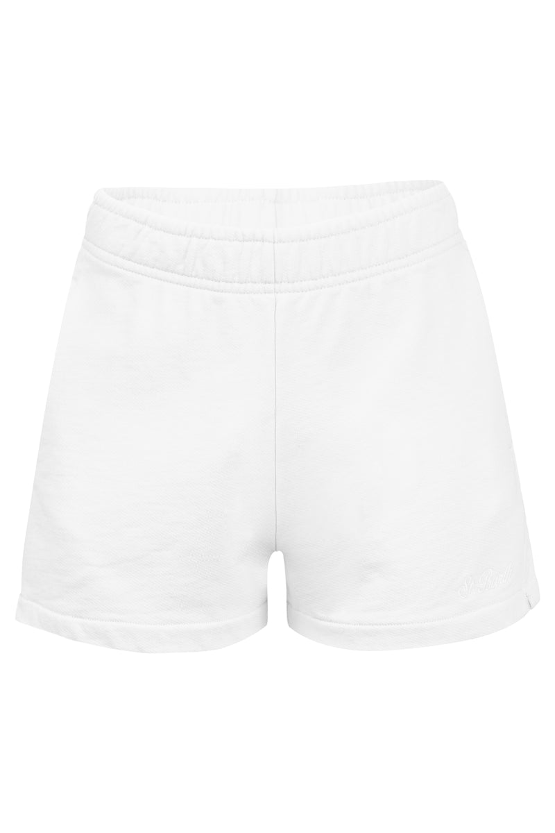Cate Cotton Shorts White With St. Barth embroidery