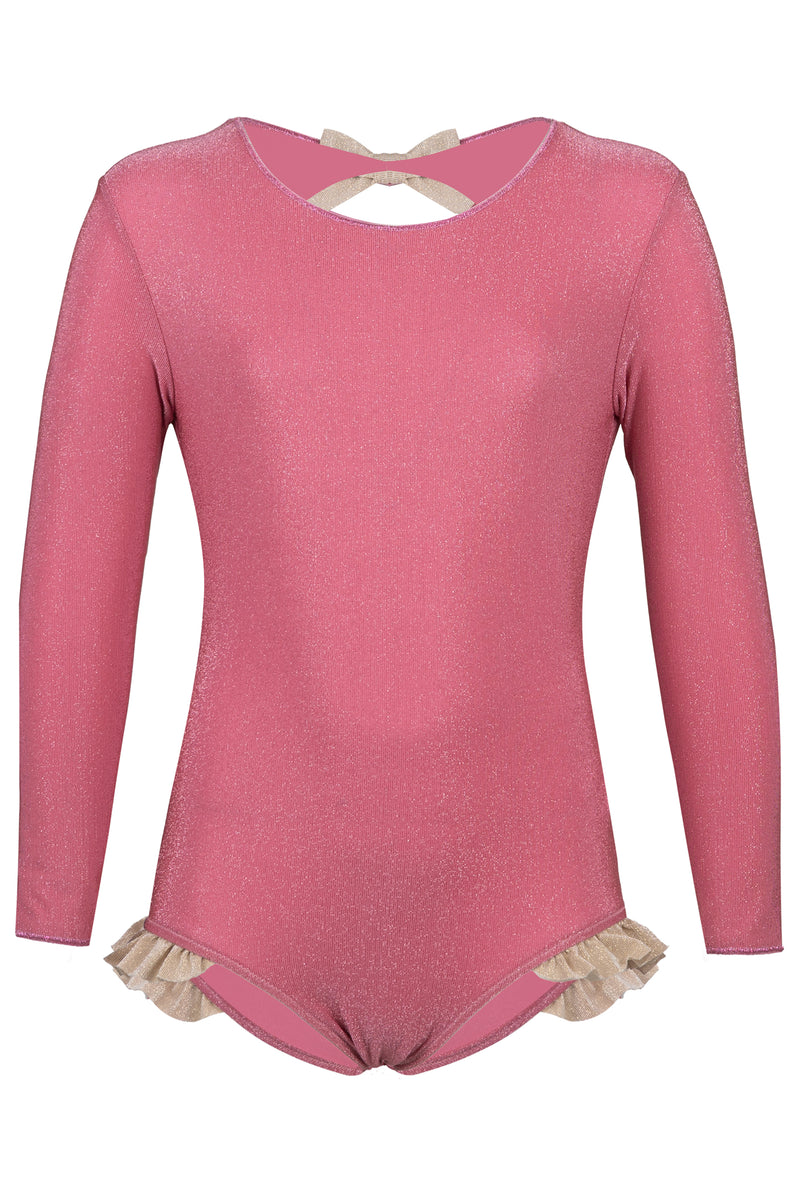 Cressy One Piece Long Sleeves Lurex Pink Glitter
