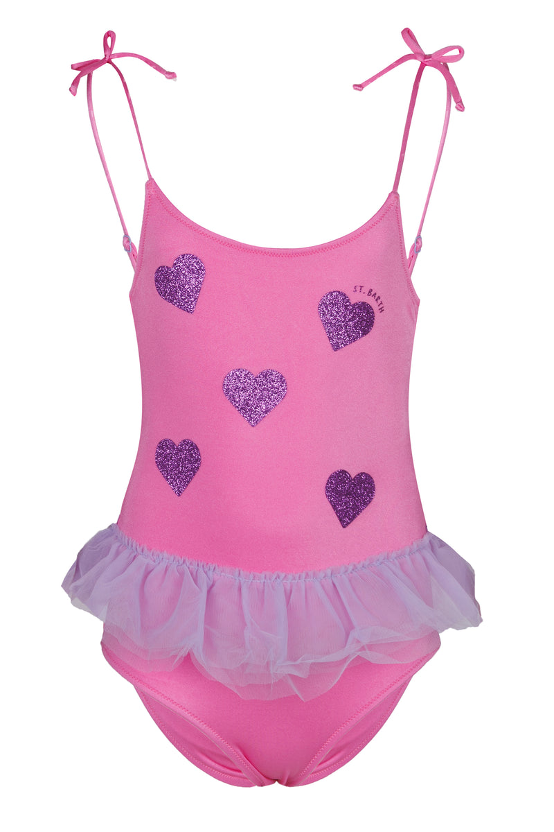 Dancer One-Piece Tulle Ruffle and Glittered Hearts