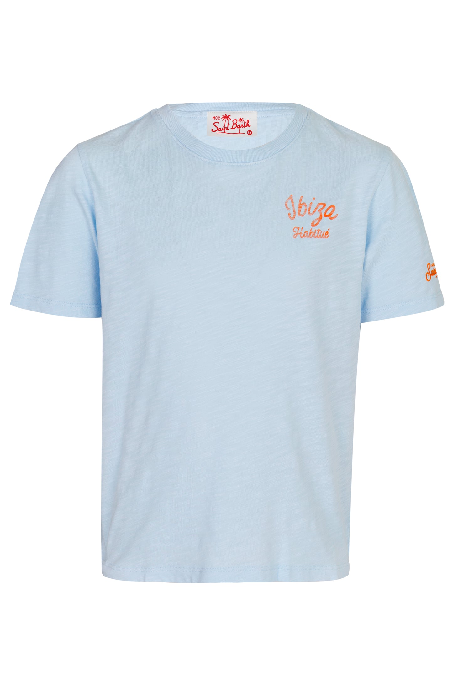 Load image into Gallery viewer, Flamed Cotton T-shirt With Ibiza Mono Print
