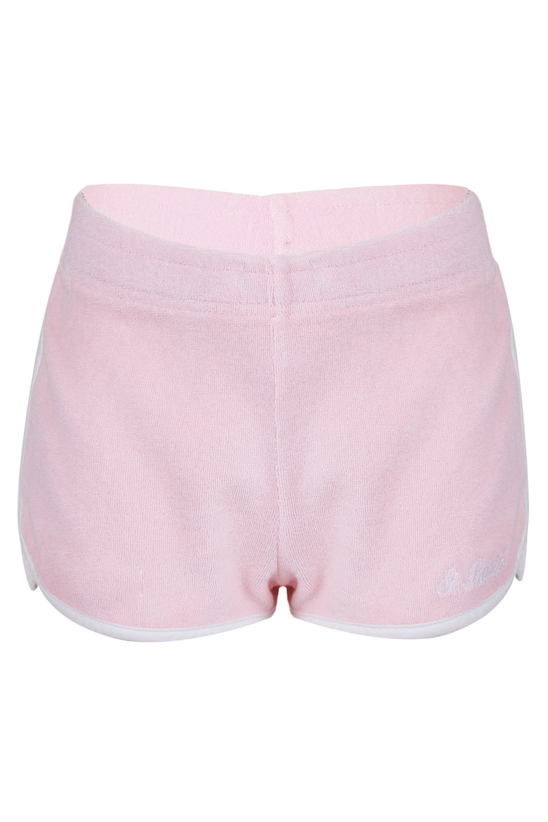 Girl Pink Terry Pull Up Shorts Curly