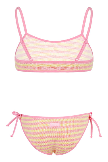 Jaiden Crinkle Bralette Bikini Stripes Pink