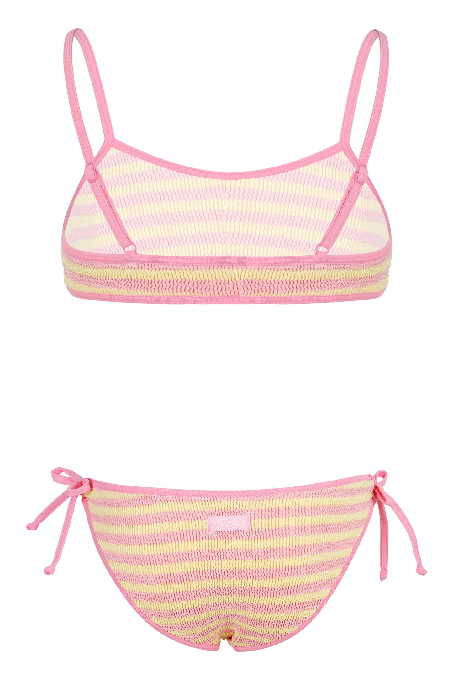 Load image into Gallery viewer, Jaiden Crinkle Bralette Bikini Stripes Pink
