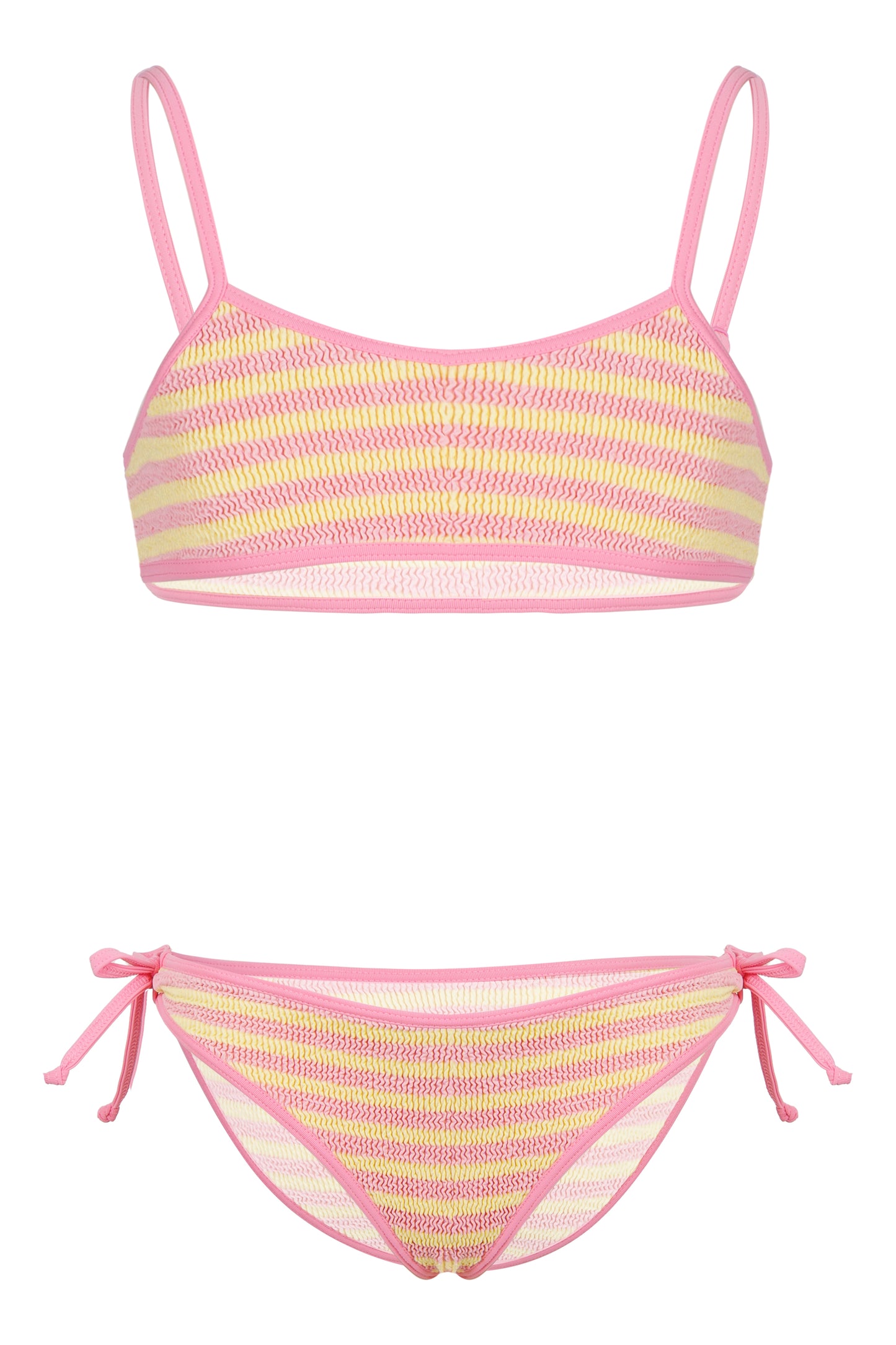 Load image into Gallery viewer, Jaiden Crinkle Bralette Bikini Stripes Pink
