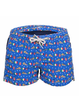 Load image into Gallery viewer, Jean Lighting Gnammy Pizza Blue Boys Swimshorts
