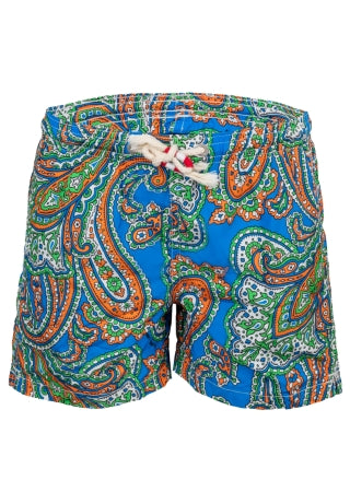 Load image into Gallery viewer, Jean Lighting Cachemire Vibe Blue, Orange &amp;amp; Green Swimshorts
