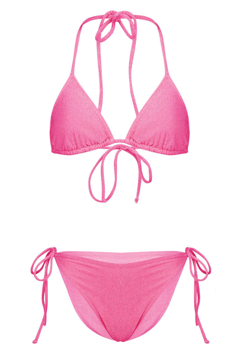 Leah Teen Adjustable Glitters Bikini Dark Pink