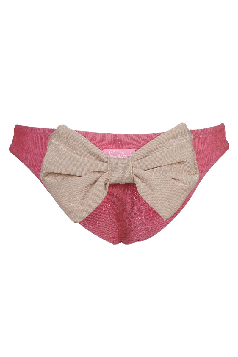 Madame Swim Briefs Lurex Pink With Gold Slip Bow