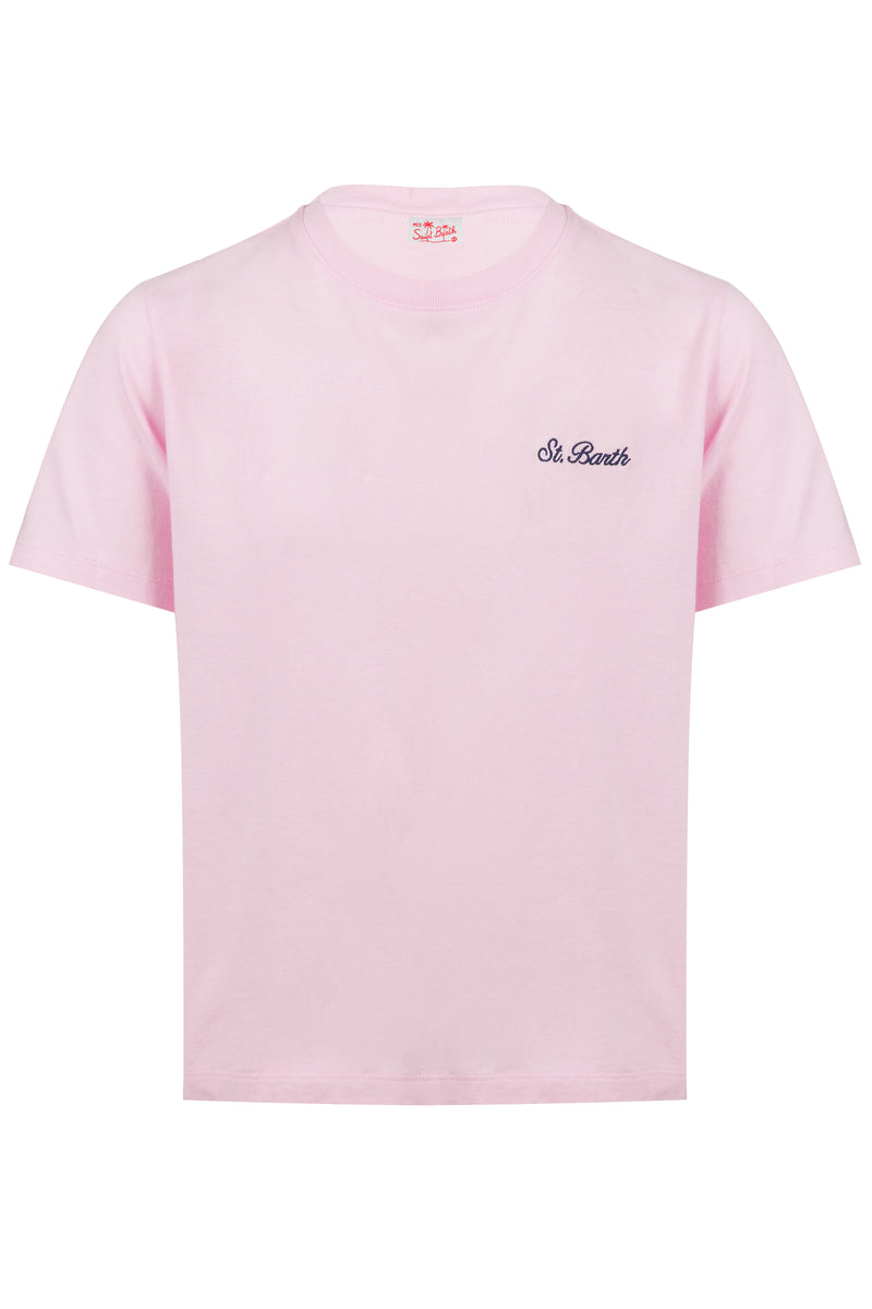 Pink Dover Jr t-shirt With Embroidered Logo