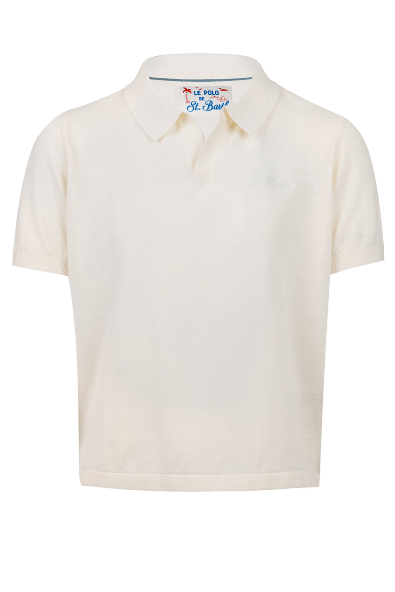 Sloan Jr Cream Knitted Polo Shirt
