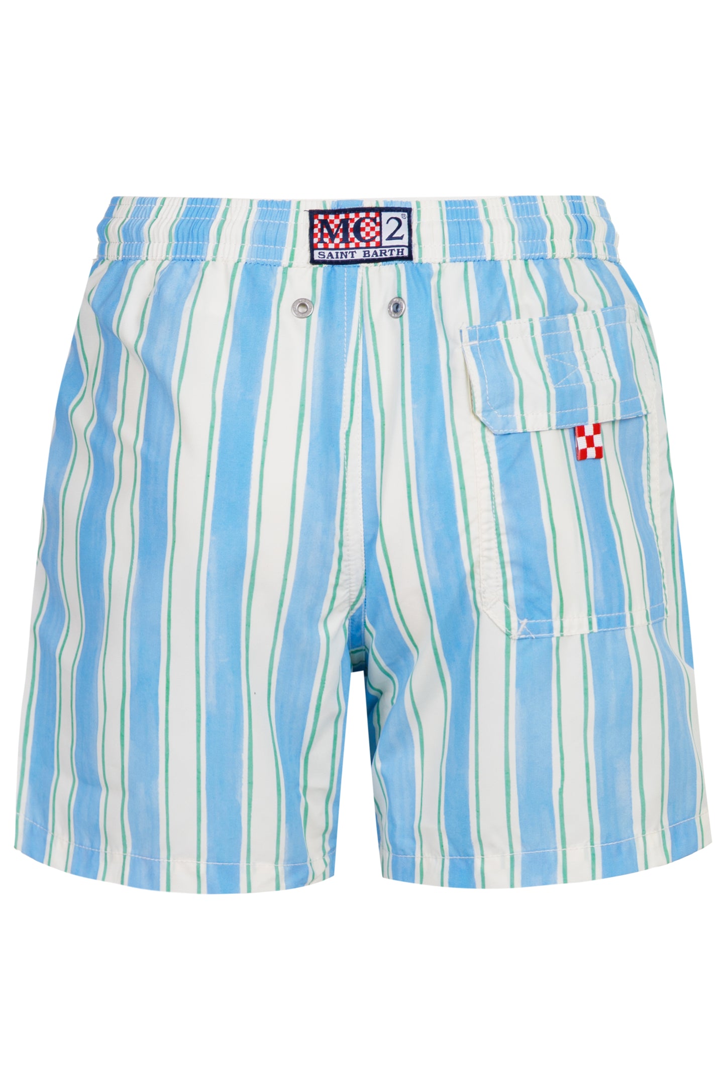 Load image into Gallery viewer, Syros Swim Shorts With Blue Big Stripes
