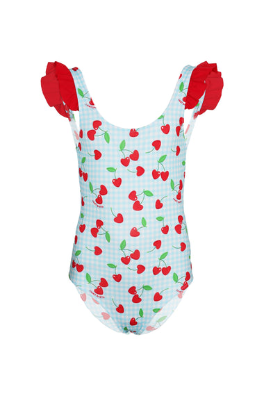 Tilda Cherry Print Ruffled One Piece Swimsuit