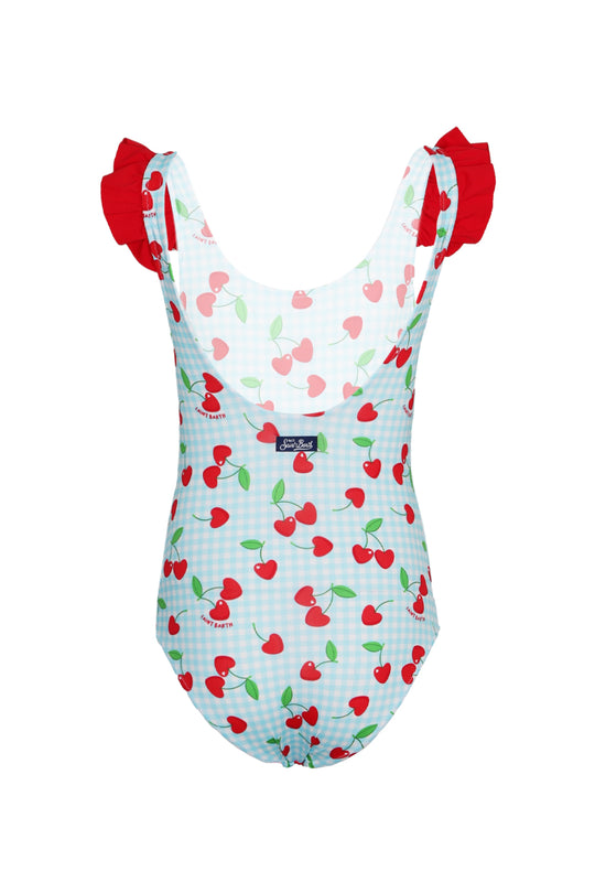 Tilda Cherry Print Ruffled One Piece Swimsuit