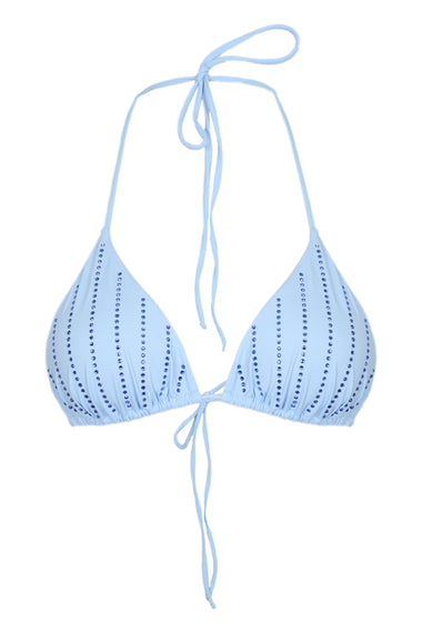 Leah Triangle Bikini Top with Striped Rhinestone Embellishment