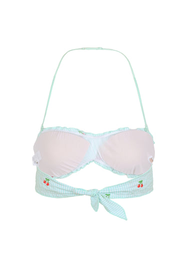Libra Frou Frou Bandeau Womens Bikini Top Seersucker Stripes Cherry