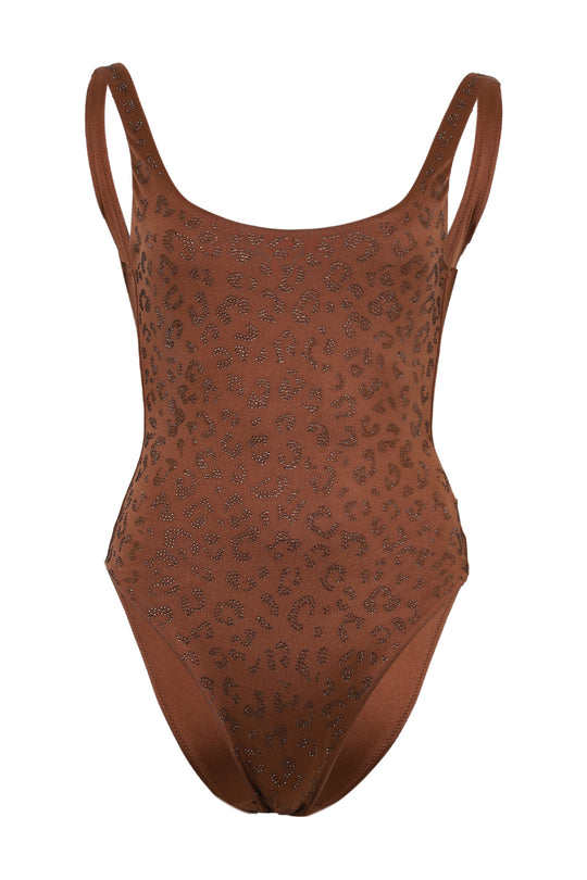 Lora One Piece Leopard with Rhinestones