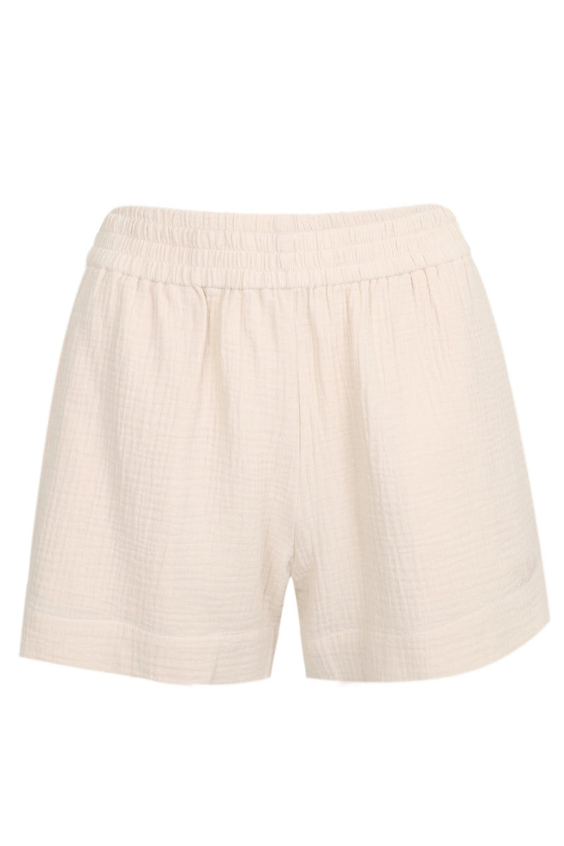 Meave Cotton Muslin Pull Up Short Off White