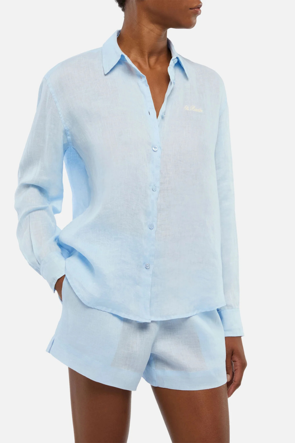 Load image into Gallery viewer, Meave Linen Short Light Blue
