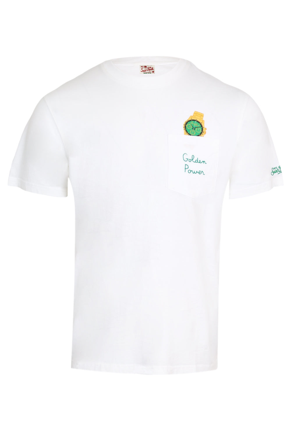 Austin Cotton T-Shirt with Embroidery and Watch Print