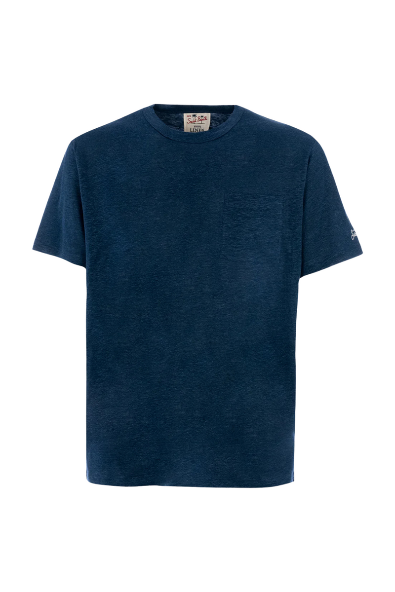 Ecstasea Man Linen T-shirt Blue Navy
